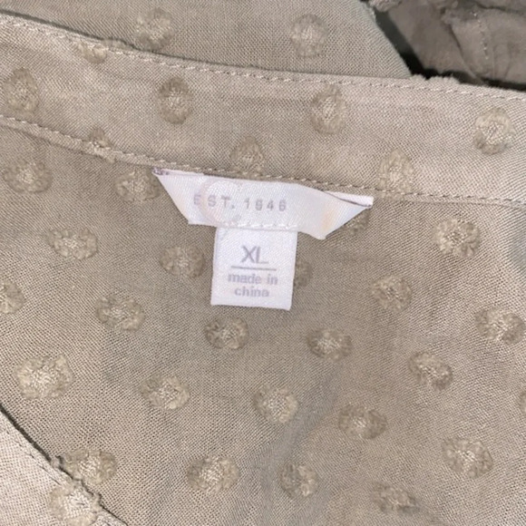 Cato olive green Swiss dot top cotton fabric size XLarge - Picture 6 of 10